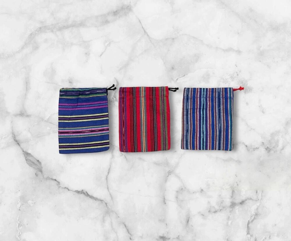 Set of 3 Guatemalan Drawstring Jewelry Coins Pouches